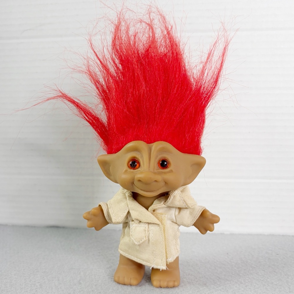 Ace Novelty Red Hair Troll Coat Gem Vintage 7 In. Doll Treasure Troll Retro